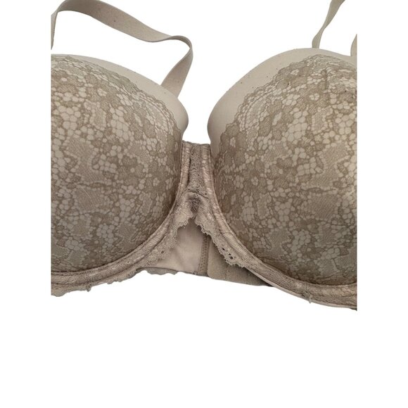 Maidenform One Fab‎ Fit T-Shirt Bra Beige Nude Lace Look Underwire 36D - Picture 2 of 7